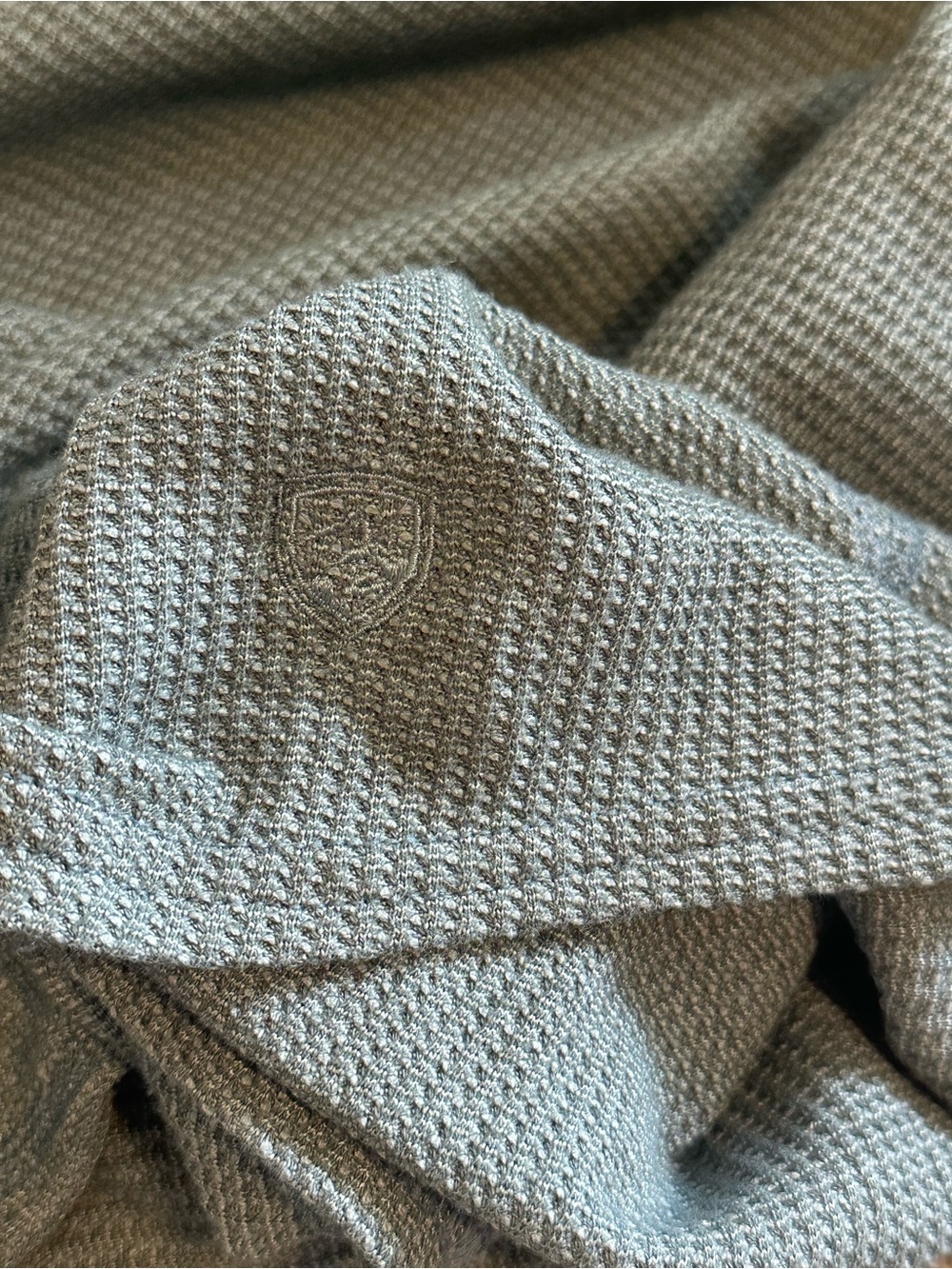 Kuhl Petra Waffle Knit Turtleneck Long Sleeve Grey/Green Top Size Large - Picture 3 of 6
